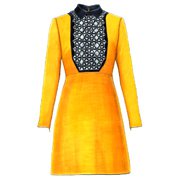 “GUCCI” Leather-collar embellished crepe dress（FW2014）